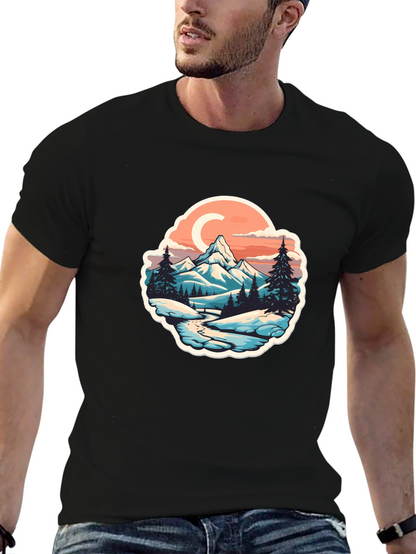 Mountain River Graphic Black T-Shirt