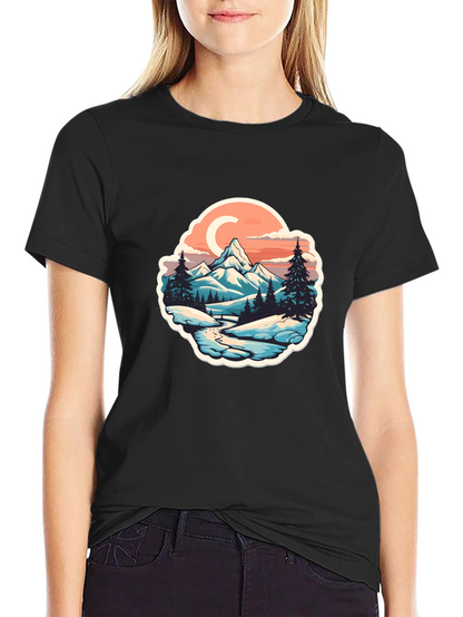 Mountain River Graphic Black T-Shirt