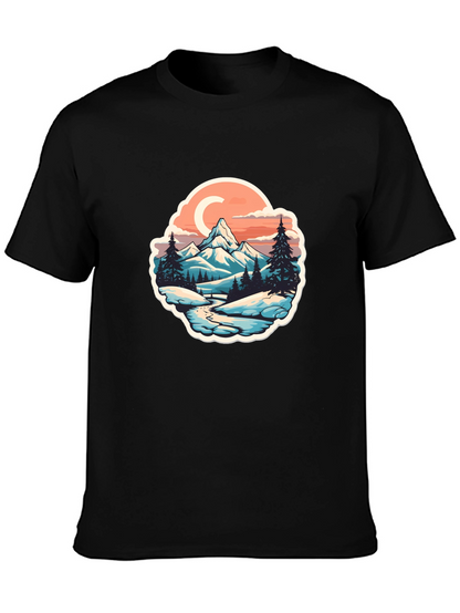 Mountain River Graphic Black T-Shirt