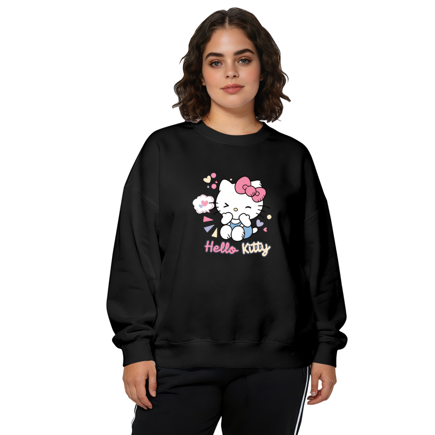 Pastel Wink Hello Kitty Sweet Cartoon Crewneck Sweatshirt