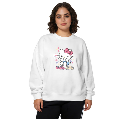 Pastel Wink Hello Kitty Sweet Cartoon Crewneck Sweatshirt