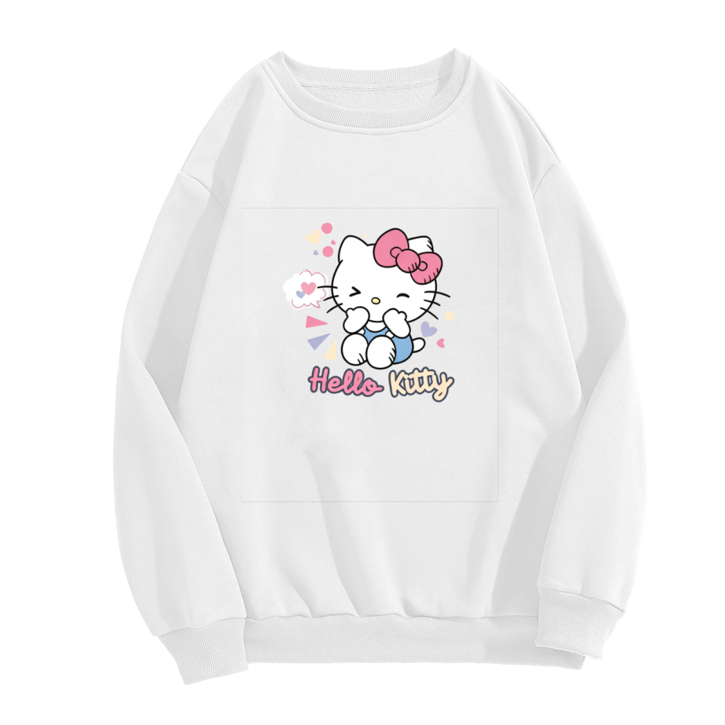 Pastel Wink Hello Kitty Sweet Cartoon Crewneck Sweatshirt