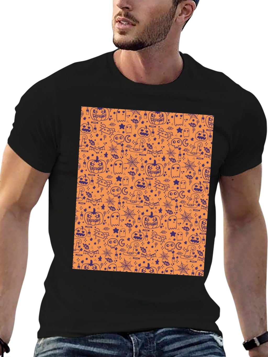 Halloween Pattern T-Shirt - Spooky Season Tee