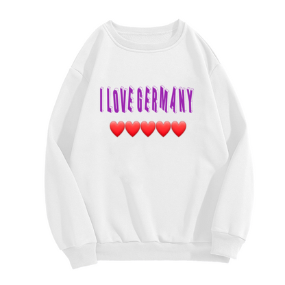I Love Germany Retro 3D Text Crewneck Sweatshirt | Heart Emoji Travel Pride Pullover, Germany Gift Top