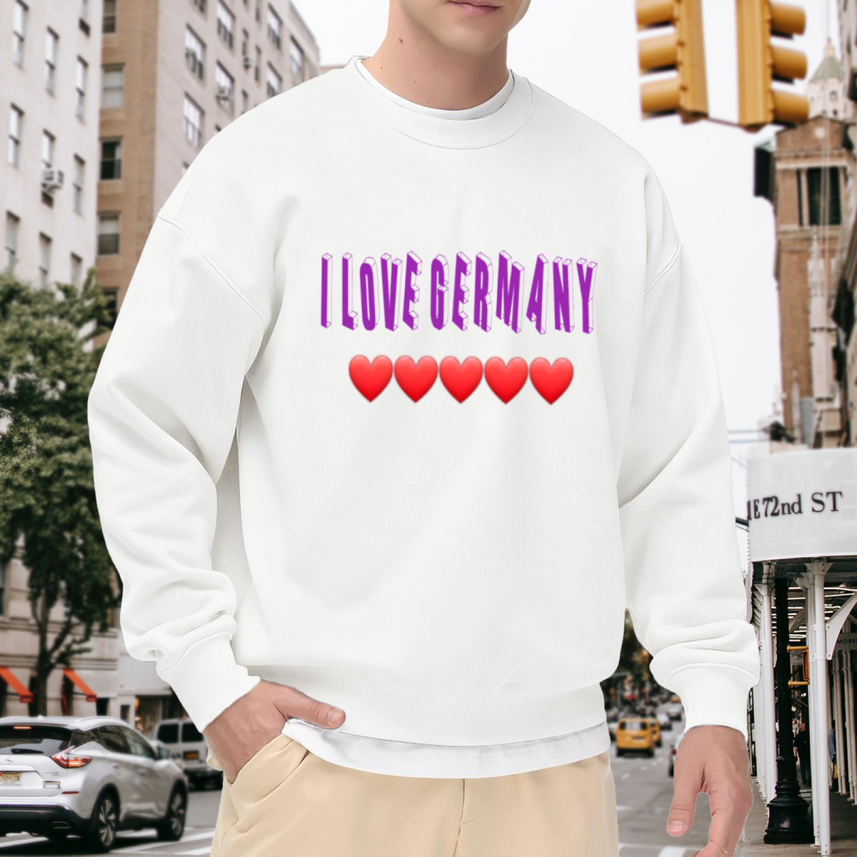 I Love Germany Retro 3D Text Crewneck Sweatshirt | Heart Emoji Travel Pride Pullover, Germany Gift Top