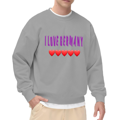 I Love Germany Retro 3D Text Crewneck Sweatshirt | Heart Emoji Travel Pride Pullover, Germany Gift Top