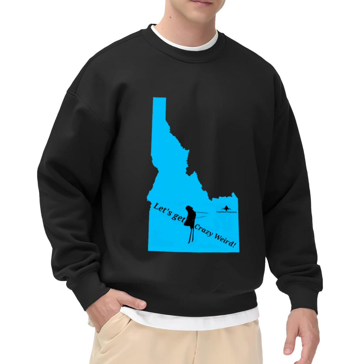 Let's Get Crazy Weird Idaho Crewneck Sweatshirt | Quirky Idaho Map Pullover, Weird Silhouette Graphic Streetwear Top, Idaho Gift