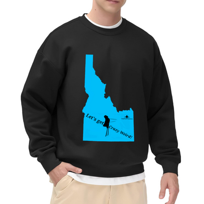 Let's Get Crazy Weird Idaho Crewneck Sweatshirt | Quirky Idaho Map Pullover, Weird Silhouette Graphic Streetwear Top, Idaho Gift