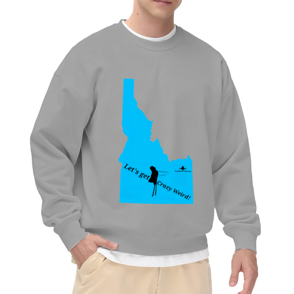 Let's Get Crazy Weird Idaho Crewneck Sweatshirt | Quirky Idaho Map Pullover, Weird Silhouette Graphic Streetwear Top, Idaho Gift