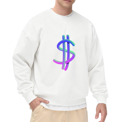 3D Dollar Sign Sweatshirt | Gradient Money Symbol Graphic Crewneck, Vaporwave Currency Pullover Top, Streetwear Gift for Men Women
