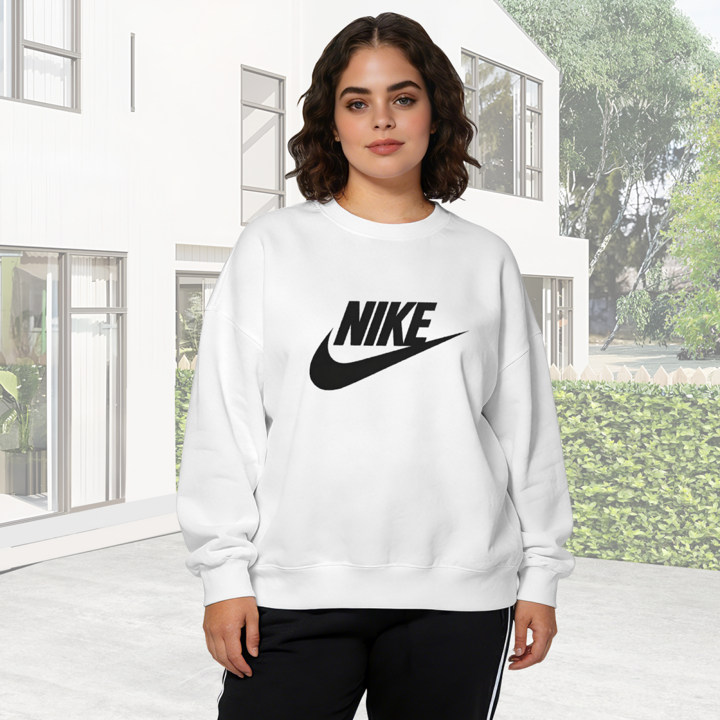 Classic Nike Swoosh Logo Crewneck Sweatshirt