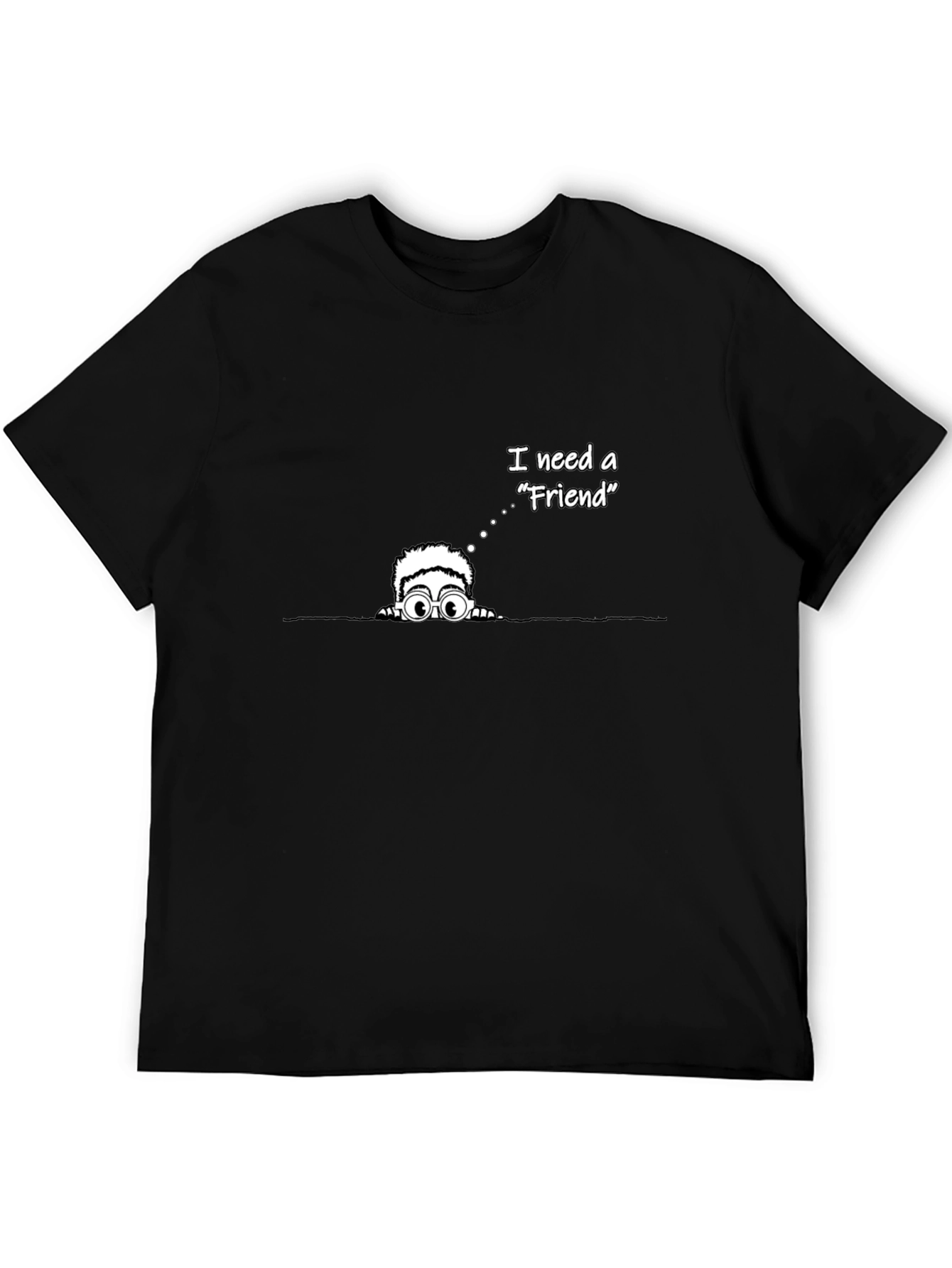 I Need a Friend Graphic Tee - Black Cotton Blend