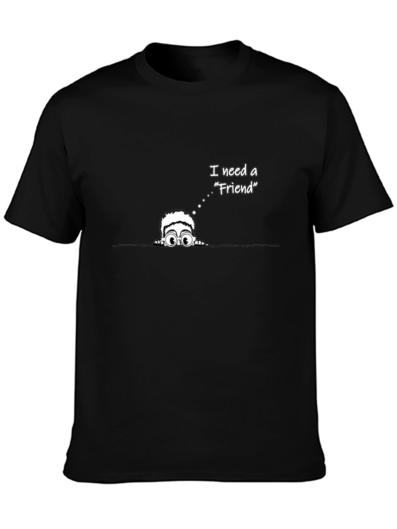 I Need a Friend Graphic Tee - Black Cotton Blend