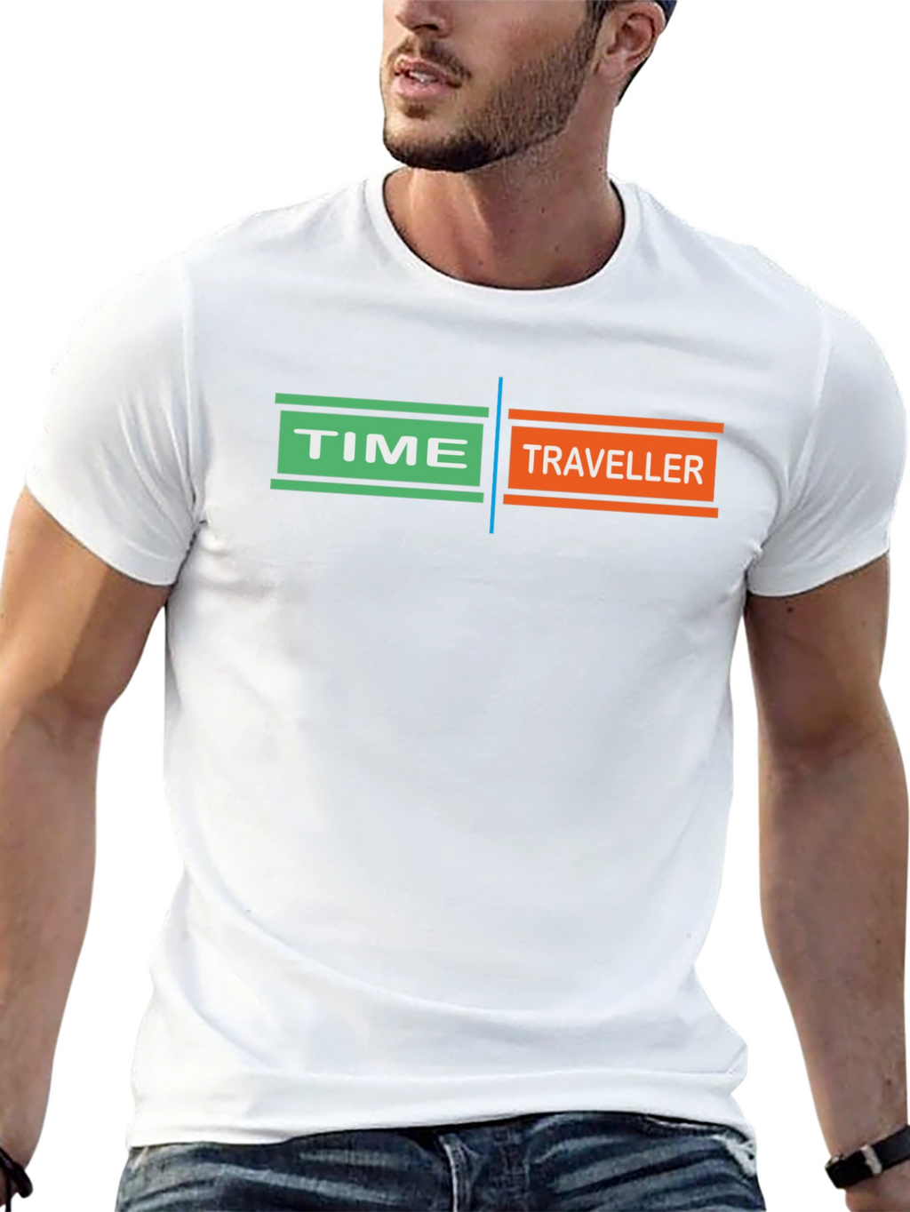 Time Traveler Graphic T-Shirt - Black Unique Design