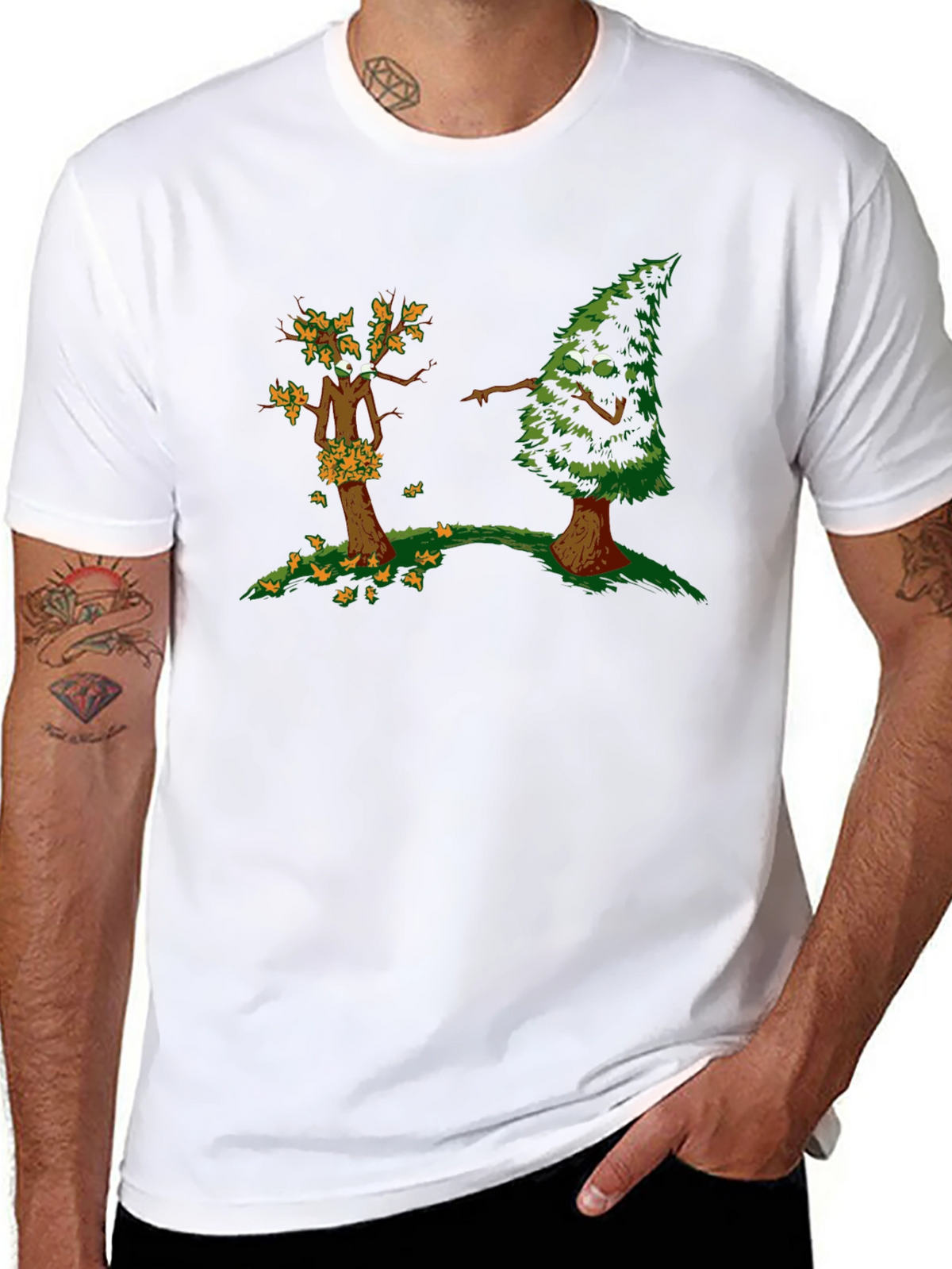 Funny Tree Cartoon Black T-Shirt