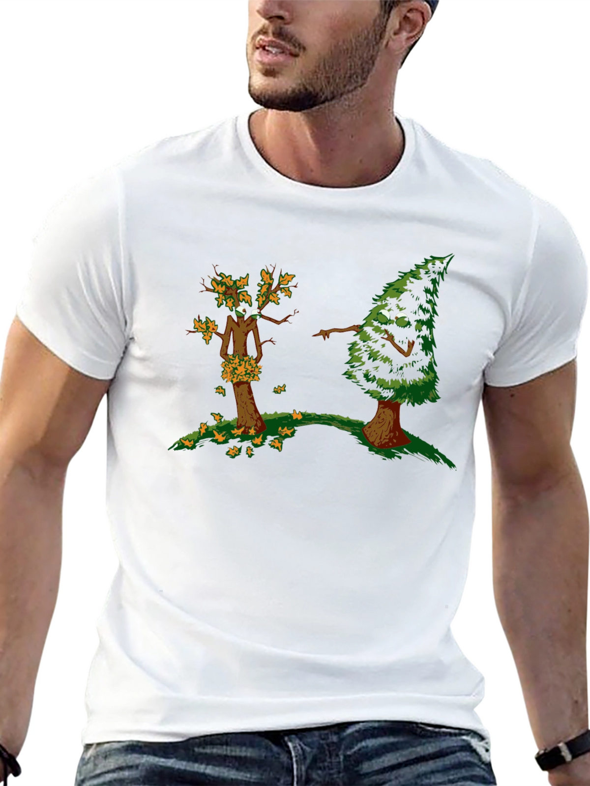 Funny Tree Cartoon Black T-Shirt