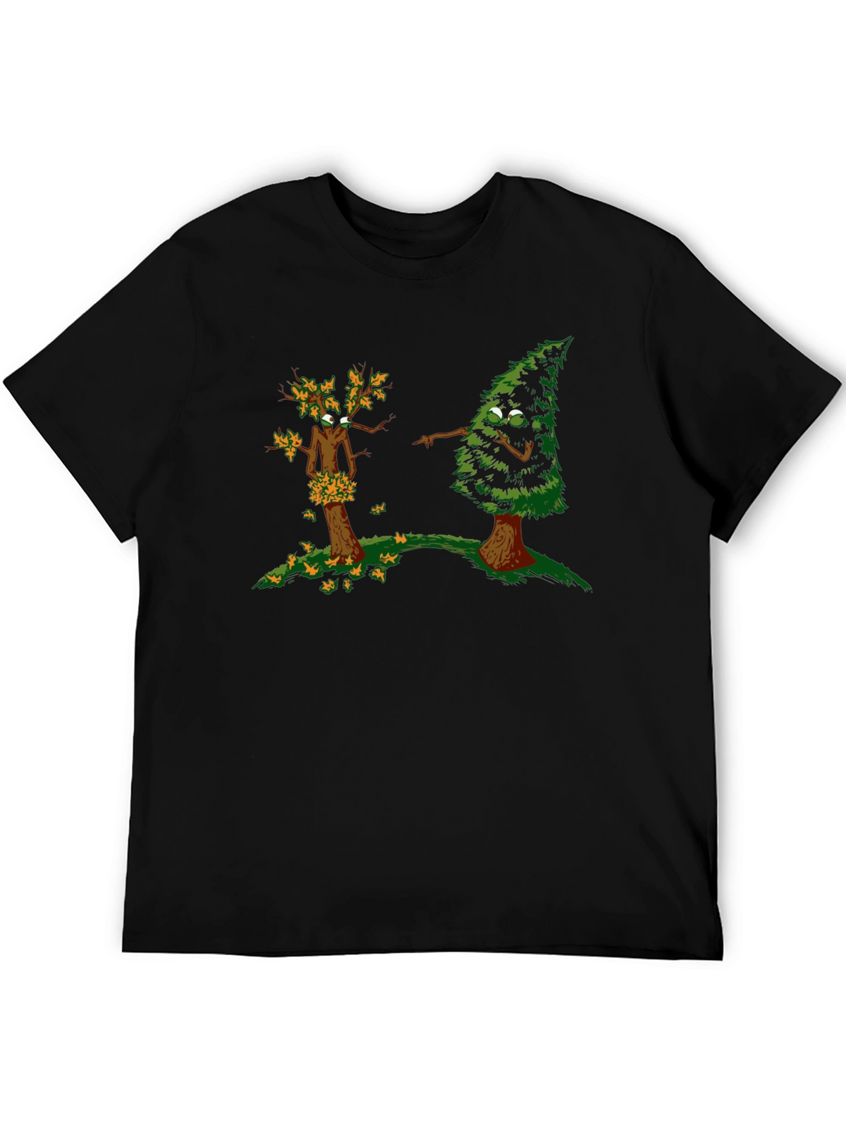 Funny Tree Cartoon Black T-Shirt