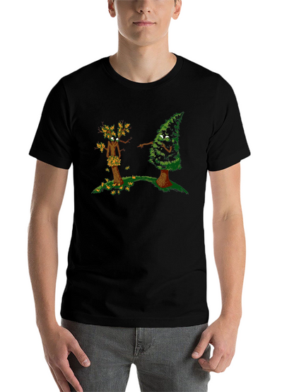 Funny Tree Cartoon Black T-Shirt