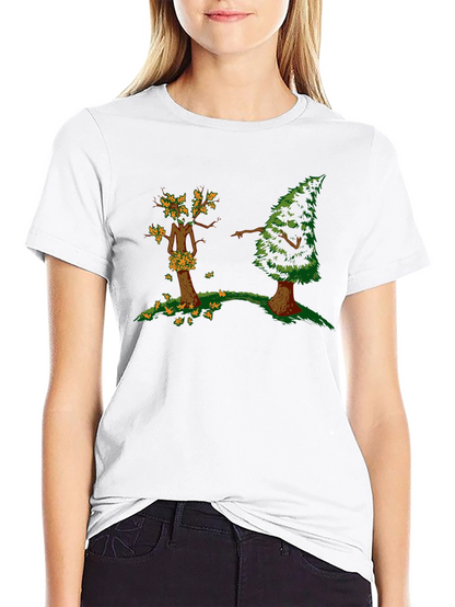Funny Tree Cartoon Black T-Shirt