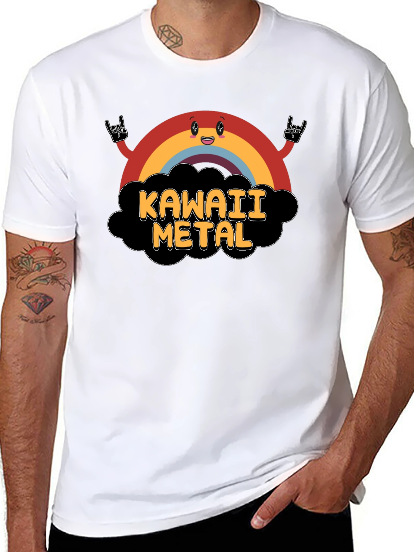 Kawaii Metal Rainbow Graphic T-Shirt