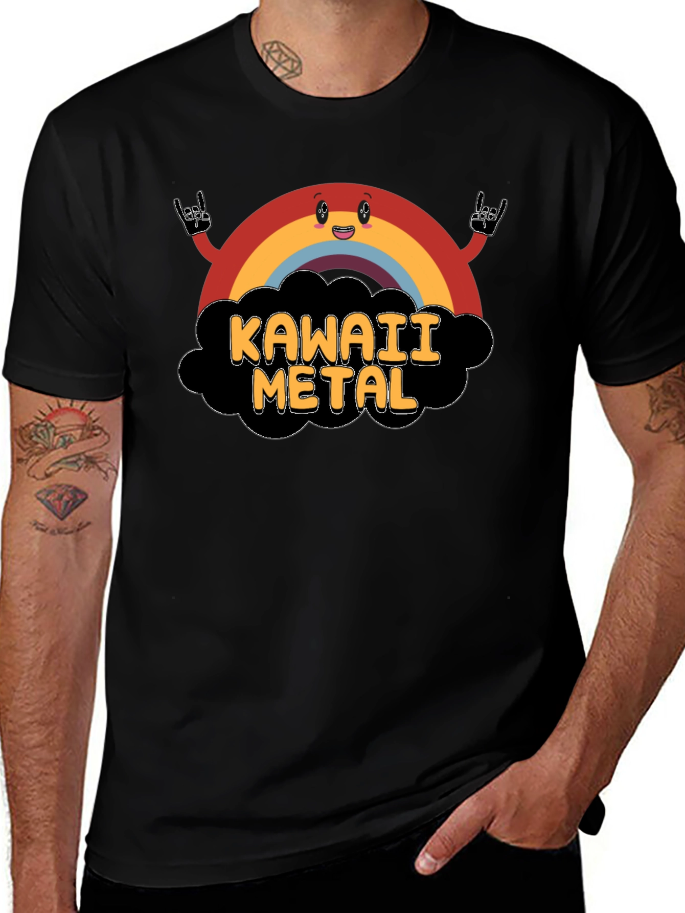 Kawaii Metal Rainbow Graphic T-Shirt