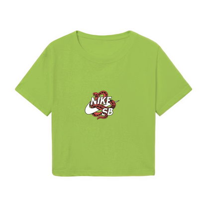 Nike SB Snake Graphic Fresh Green Cropped Top Hip?Hop Streetwear Crop Tee