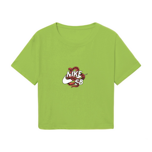 Nike SB Snake Graphic Fresh Green Cropped Top Hip?Hop Streetwear Crop Tee