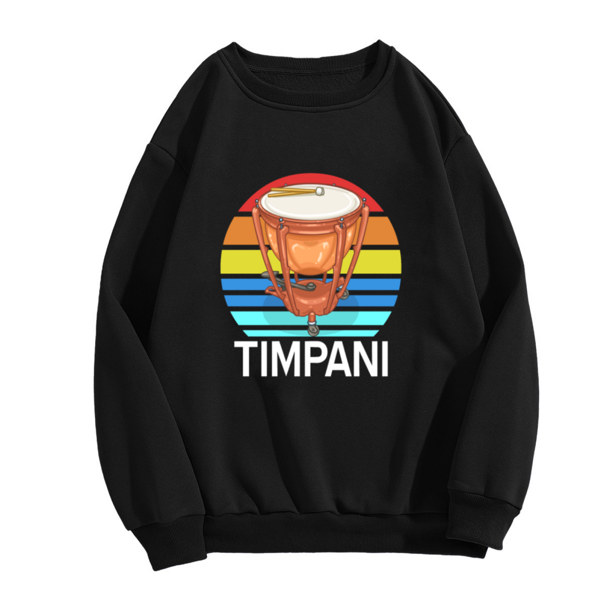 Timpani Drum Rainbow Crewneck Sweatshirt - Orchestra Percussion Gift, Music Student Pullover, Retro Rainbow Graphic