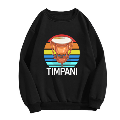 Timpani Drum Rainbow Crewneck Sweatshirt - Orchestra Percussion Gift, Music Student Pullover, Retro Rainbow Graphic