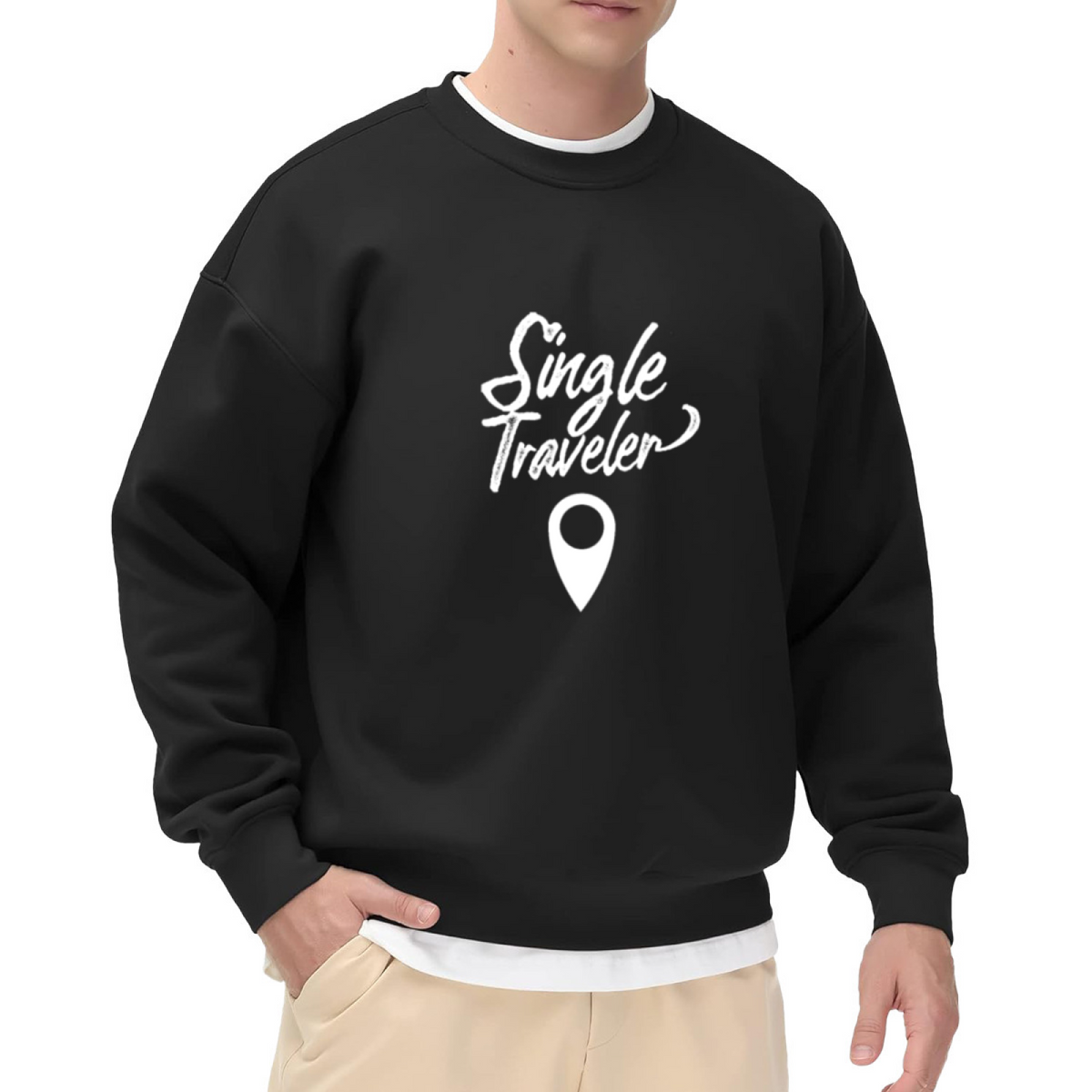 Single Traveler Sweatshirt | Handwritten Travel Quote Graphic Crewneck, Solo Adventure Pullover Top, Wanderlust Gift for Women Men