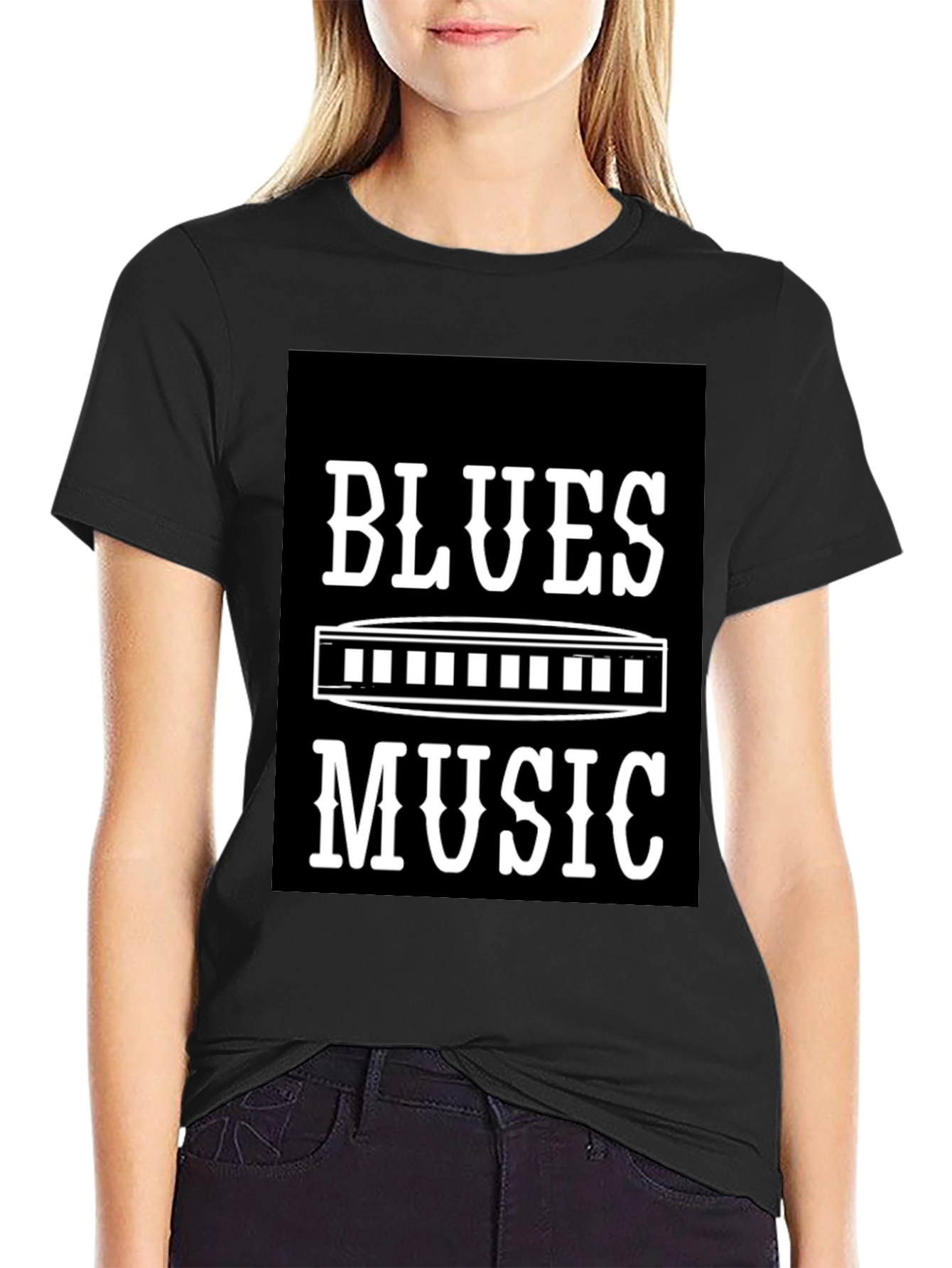 Blues Music T-Shirt - Harmonica Design