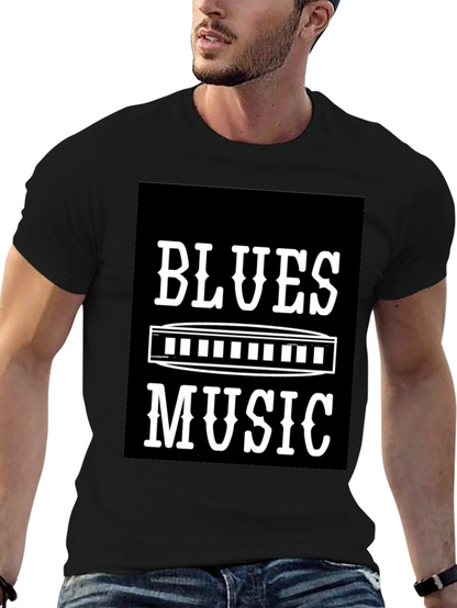Blues Music T-Shirt - Harmonica Design