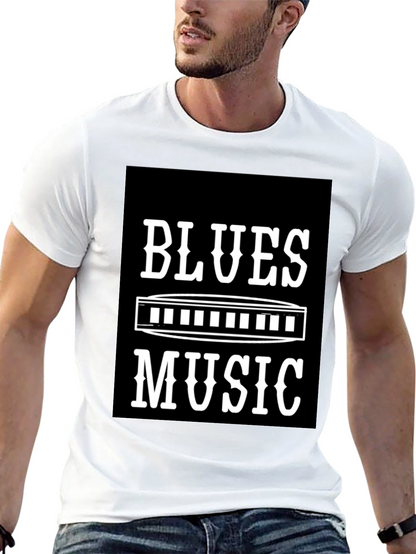 Blues Music T-Shirt - Harmonica Design