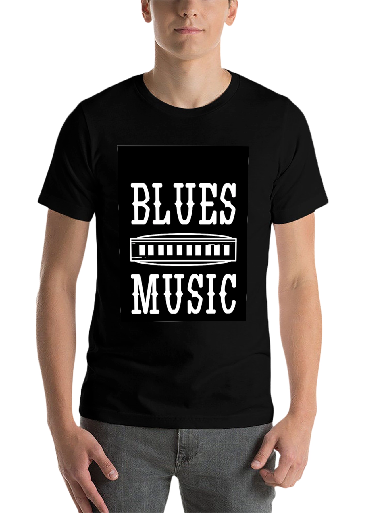 Blues Music T-Shirt - Harmonica Design