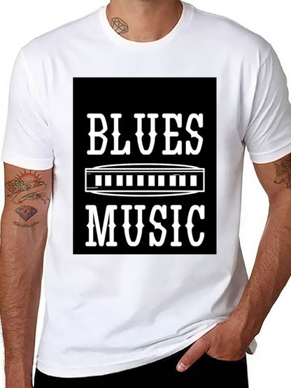 Blues Music T-Shirt - Harmonica Design