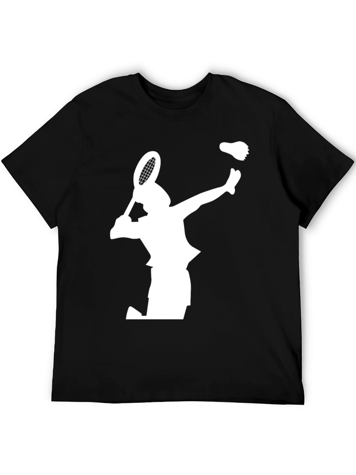 Badminton Player Graphic Tee - Black Cotton T-Shirt