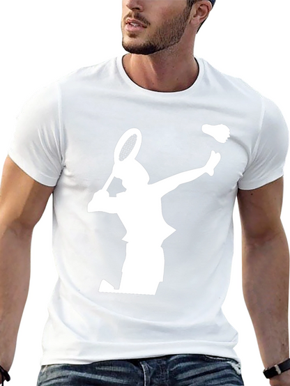 Badminton Player Graphic Tee - Black Cotton T-Shirt