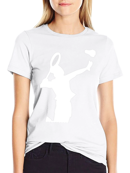 Badminton Player Graphic Tee - Black Cotton T-Shirt