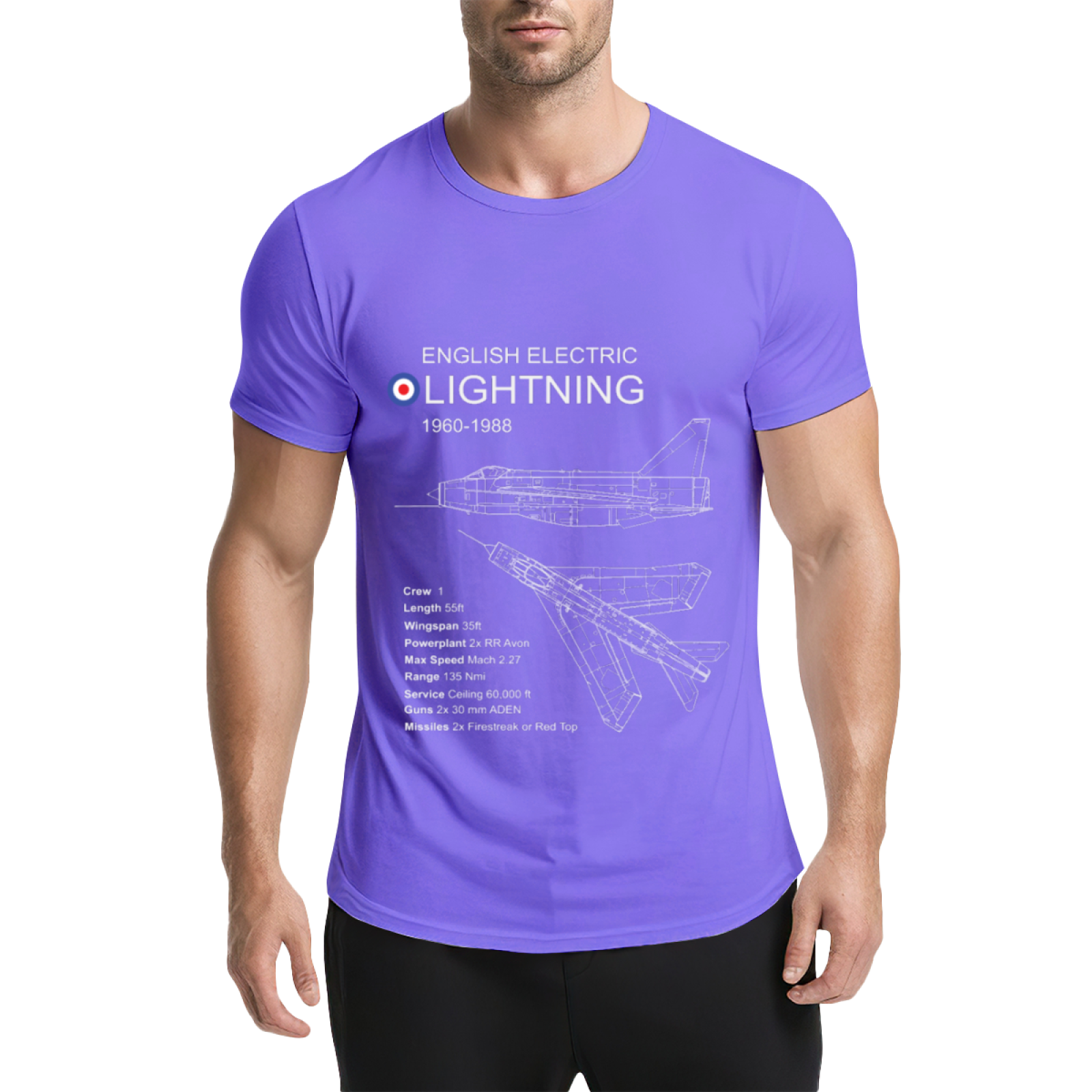English Electric Lightning 1960-1988 Jet Blueprint Navy Tee