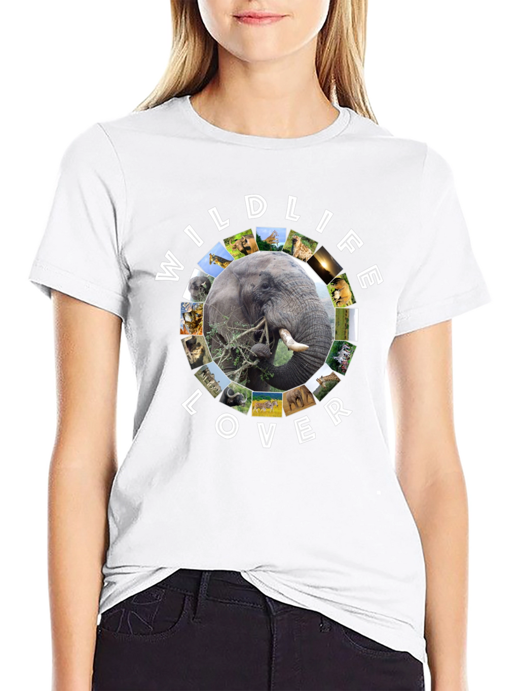 Wildlife Lover Graphic Tee - Black Cotton T-Shirt