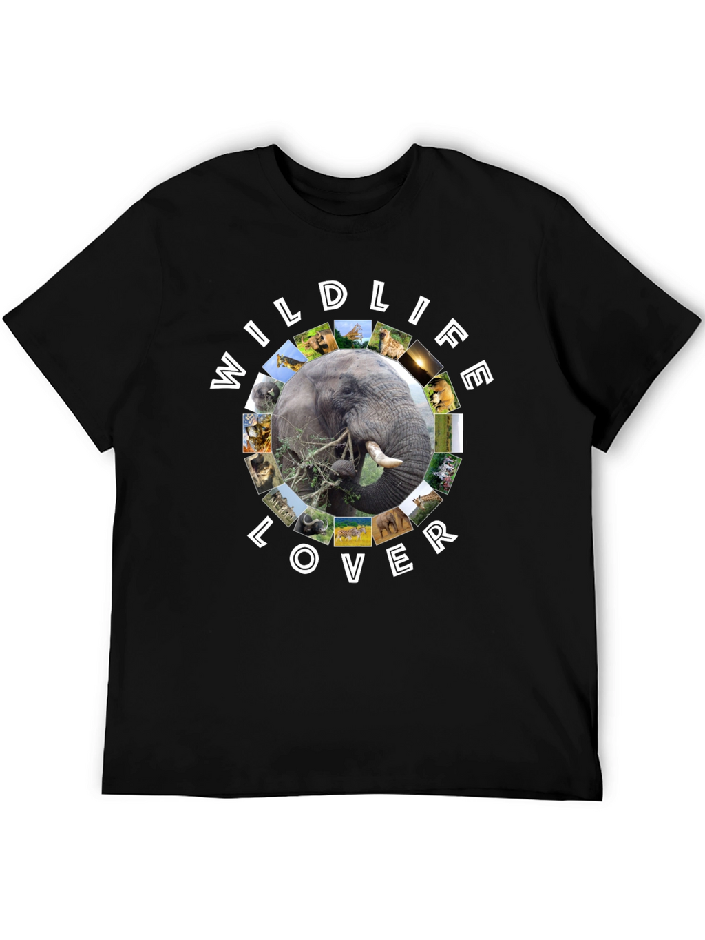 Wildlife Lover Graphic Tee - Black Cotton T-Shirt