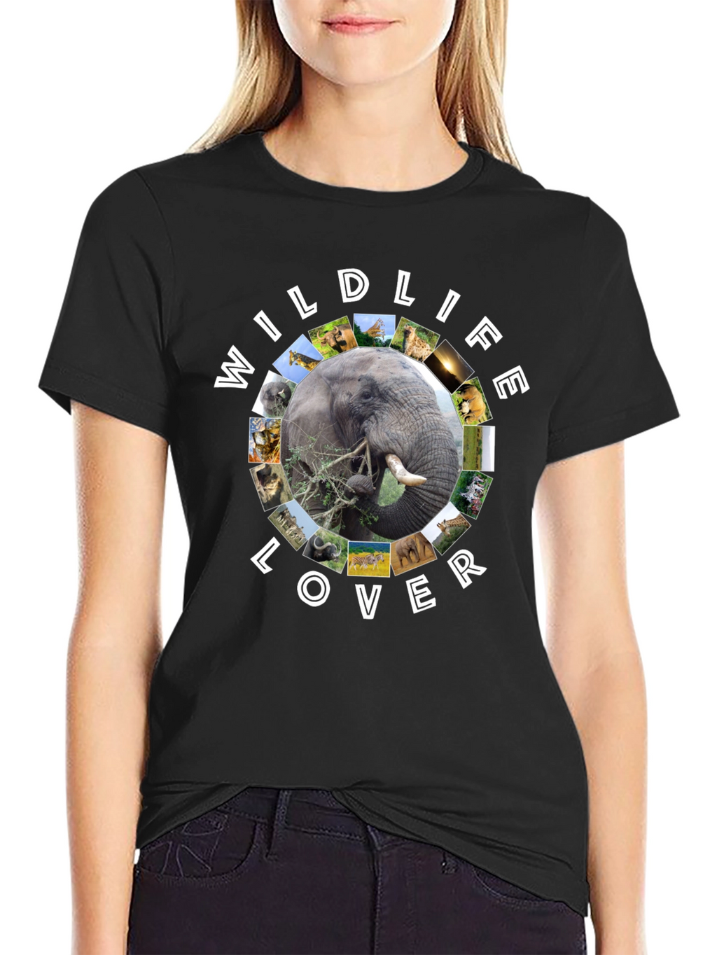 Wildlife Lover Graphic Tee - Black Cotton T-Shirt