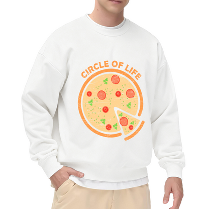 Circle Of Life Pizza Vintage Food Crewneck Sweatshirt | Funny Pepperoni Pizza Pullover, Pizza Lover Gift