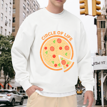 Circle Of Life Pizza Vintage Food Crewneck Sweatshirt | Funny Pepperoni Pizza Pullover, Pizza Lover Gift