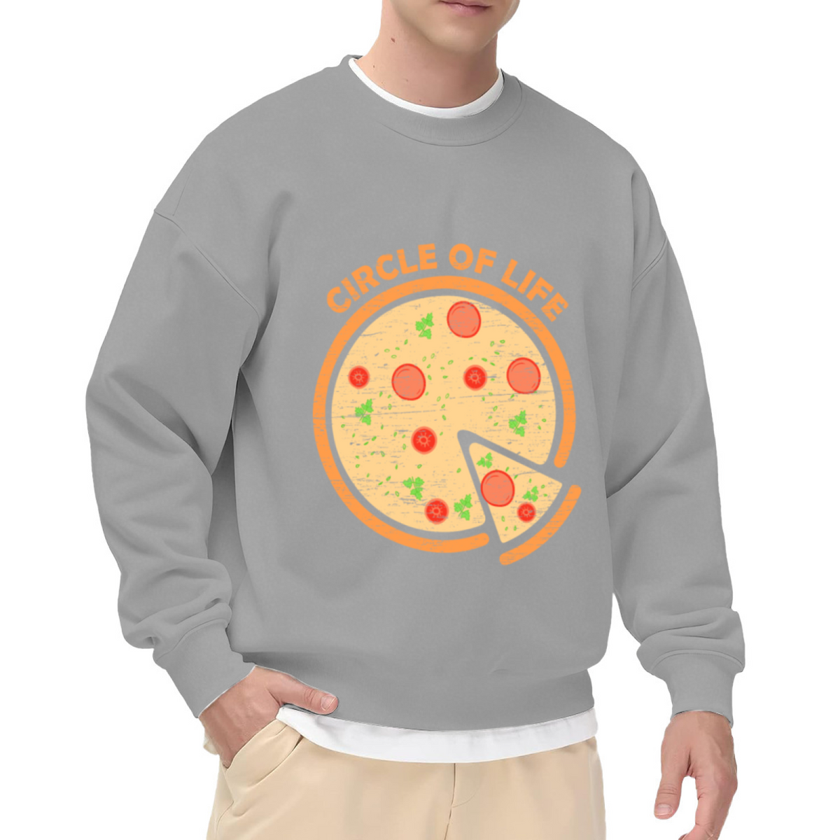 Circle Of Life Pizza Vintage Food Crewneck Sweatshirt | Funny Pepperoni Pizza Pullover, Pizza Lover Gift