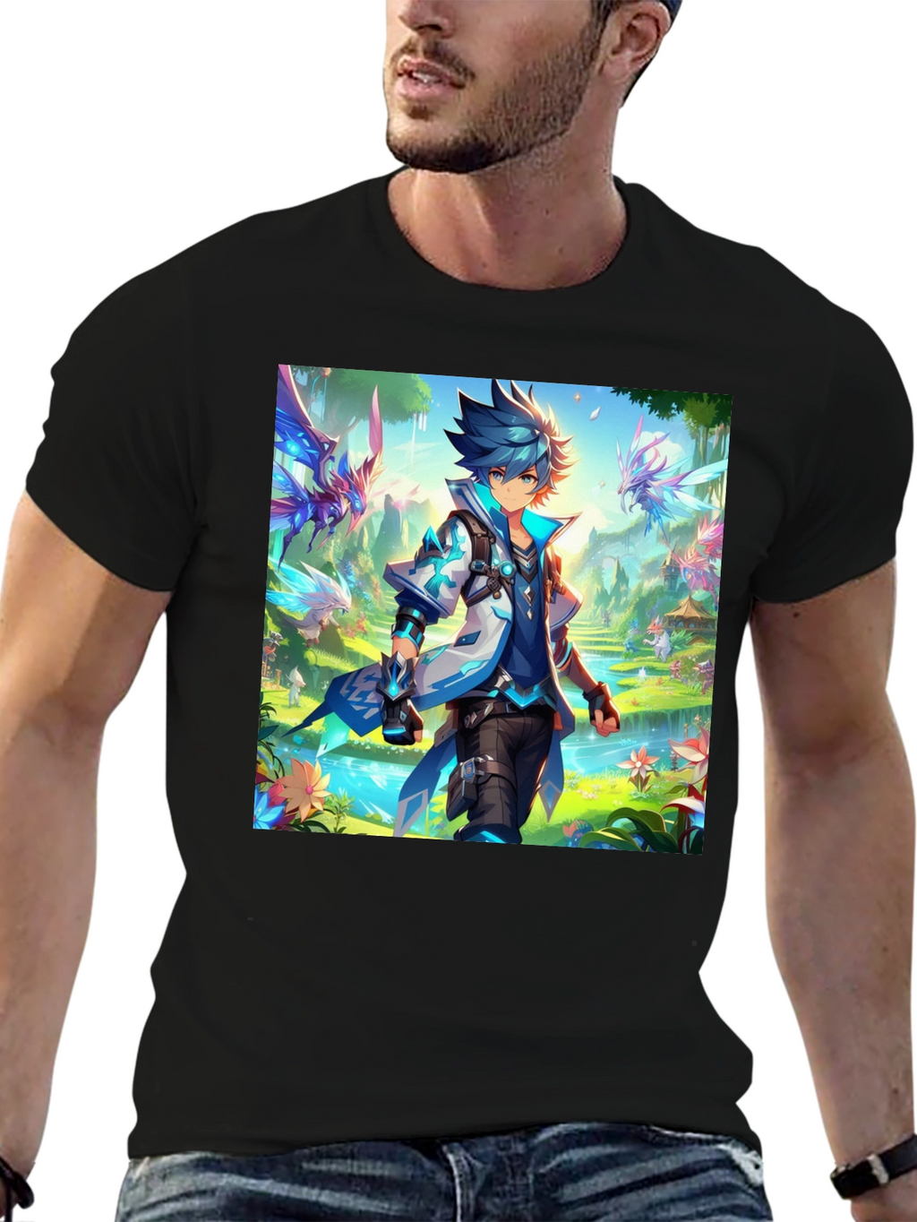 Anime Character Graphic Black T-Shirt