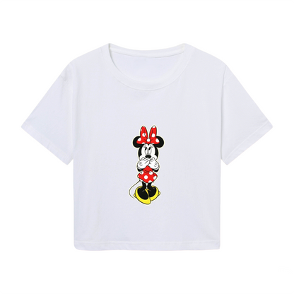 Winking Bow Hello Kitty Pink Crop Top Sweet Casual Short Sleeve Crop Tee