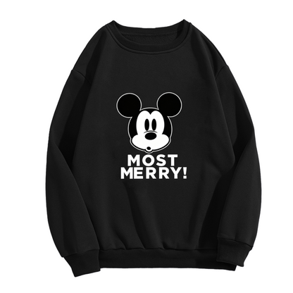 Retro Mickey Mouse Most Merry Graphic Crewneck Sweatshirt