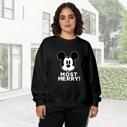 Retro Mickey Mouse Most Merry Graphic Crewneck Sweatshirt