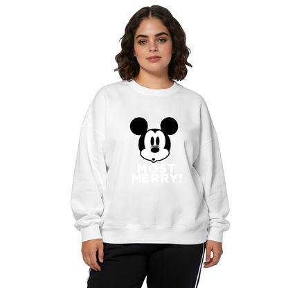 Retro Mickey Mouse Most Merry Graphic Crewneck Sweatshirt